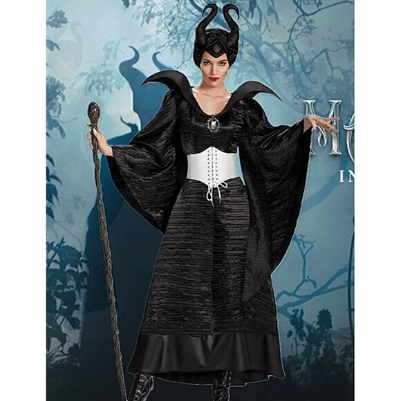 White leather elastic wide stretch belt corset top halloween cosplay costume NWT
